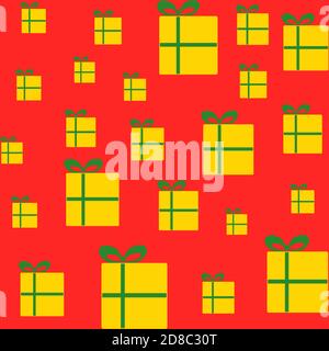 motif de noël sans couture avec éléments de Noël mignons et minimalistes dessinés à la main dans des couleurs dorées rouges et vertes traditionnelles. Illustration sans fin pour l'emballage emballage cartes papier boîtes-cadeaux Illustration de Vecteur