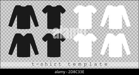 modèle de chemise simple illustration vectorielle d'un t-shirt noir blanc à manches courtes et longues. maquette pour votre sweat-shirt imprimé sur des vêtements Illustration de Vecteur