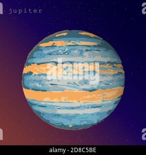 jupiter vue de la planète depuis l'espace fond violet jaune foncé. illustration vectorielle pour l'astrologie en astronomie Illustration de Vecteur
