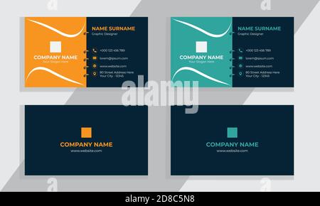 Modèle de carte de visite recto verso créatif et propre. Illustration du vecteur de conception plate. Illustration de Vecteur