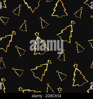 motif de noël sans couture collection luxueuse d'éléments minimalistes dorés sur fond gris roi foncé. illustration vectorielle sans fin pour l'emballage design emballage cartes papier boîte cadeau Illustration de Vecteur
