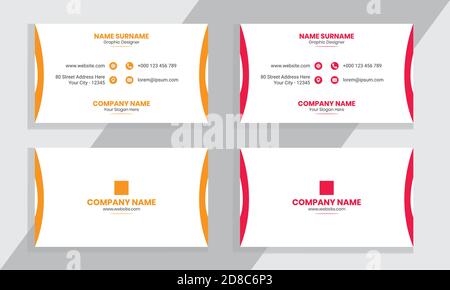 Modèle de carte de visite recto verso créatif et propre. Illustration du vecteur de conception plate. Papeterie Design et Creative Dark Design pour votre entreprise. Illustration de Vecteur