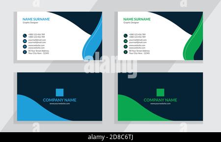 Modèle de carte de visite recto verso créatif et propre. Illustration du vecteur de conception plate. Papeterie Design et Creative Dark Design pour votre entreprise. Illustration de Vecteur