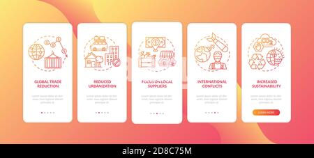 Tendances de la globalisation inverse intégration de l'écran de la page d'application mobile avec des concepts Illustration de Vecteur