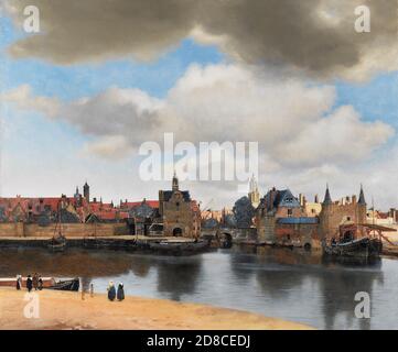 Titre: Vue de Delft Créateur: Johannes Vermeer Date: c.1660-c.1661 Moyen: Huile sur toile dimension: 98 x 117.5 cm emplacement: Mauritshuis, la Haye Banque D'Images