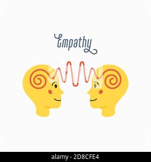 Empathie. Concept d'empathie - silhouettes de deux têtes humaines avec une image abstraite des émotions à l'intérieur. Illustration de Vecteur