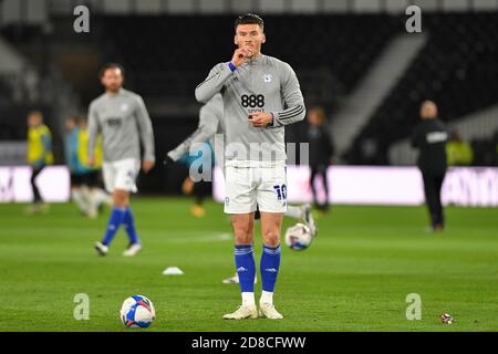 DERBY, ANGLETERRE. 28 OCTOBRE Kieffer Moore, de Cardiff City, se réchauffe avant le lancement du match de championnat Sky Bet entre Derby County et Cardiff City au Pride Park, Derby, le mercredi 28 octobre 2020. (Crédit : Jon Hobley | MI News) Banque D'Images