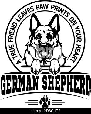 Berger allemand - chien heureux visage Paw Puppy Puppy Pup PET Clip Art K-9 COP police logo SVG PNG Clipart Vector Coupe en Cricut Illustration de Vecteur