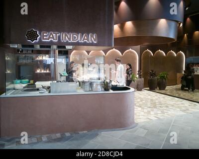 AUCKLAND, NOUVELLE-ZÉLANDE - 07 octobre 2019 : vue sur le restaurant indien Eat dans le centre commercial Westfield Newmarket Banque D'Images