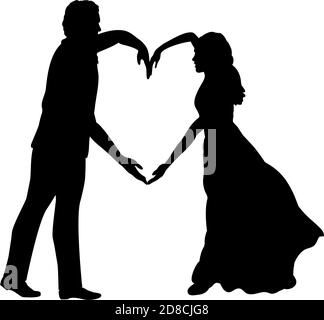 Silhouette de couple amoureux représentant le cœur Illustration de Vecteur