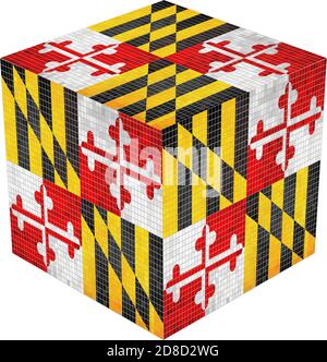 Maryland Cube - Illustration, Résumé grunge mosaïque drapeau du Maryland Illustration de Vecteur