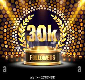 Merci à vous les personnes suiveurs, 30k groupe social en ligne, Happy Banner Celebrate, illustration vectorielle Illustration de Vecteur