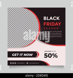 Solde de la saison du Vendredi fou modèle de message et de bannière Web pour le marketing numérique. Modèle modifiable tendance pour les produits promotionnels Illustration de Vecteur