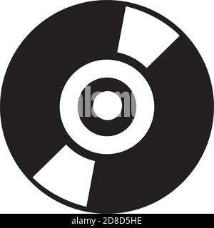 Enregistrement audio stéréo de la taille d'un disque d'album musical long noir isolé sur fond blanc Illustration de Vecteur