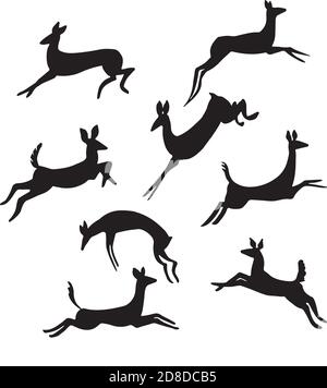 Jeu de cerfs à motif de rennes femelles de saut Illustration de Vecteur