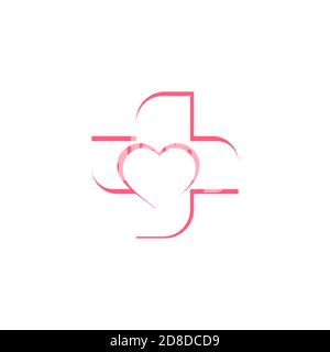 Logo vecteur d'illustration médecin plus cardiologie. Illustration de Vecteur