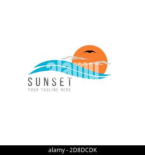 Magnifique logo Sunset. Illustration de Vecteur