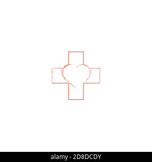 Logo vecteur d'illustration médecin plus cardiologie. Illustration de Vecteur