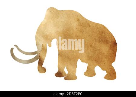 silhouette d'un éléphant à partir de papier d'emballage isolé sur blanc arrière-plan Banque D'Images