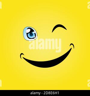 Le sourire jaune fait un clin d'œil à l'arrière-plan Illustration de Vecteur