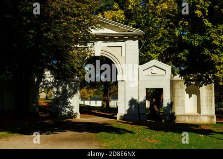 Porte d'entrée au manoir historique du XIXe siècle, le château de Dundurn. Hamilton Ontario Canada. Banque D'Images