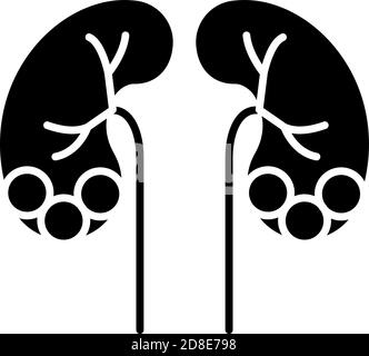 Icône de glyphe noir de la maladie de la pierre des reins Illustration de Vecteur