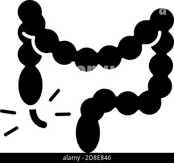 Icône de glyphe noir d'appendicite Illustration de Vecteur