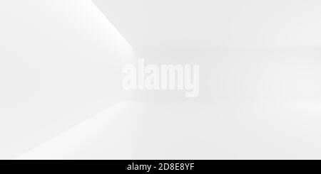 Vide, abstrait, moderne murs blancs salle avec lumière indirekt du plafond - galerie, produit ou modèle intérieur moderne, illustration 3D Banque D'Images