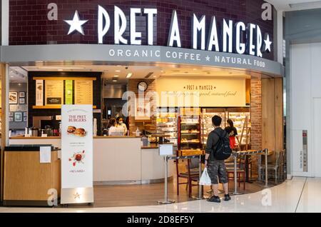 Chaîne de magasins multinationaux britanniques PRET A Manger Shop vu à Hong Kong. Banque D'Images