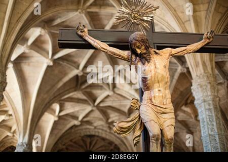 Intérieur du monastère de Jerónimos à Lisbonne, Portugal, Europe. Banque D'Images