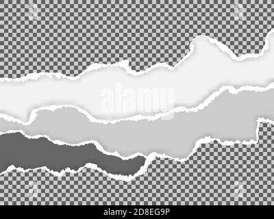 Feuilles de papier déchirées et déchirées réalistes avec ombres. Blocs-notes déchiquetés, arrière-plan horizontal. Illustration vectorielle du modèle de bannière pour la conception Illustration de Vecteur