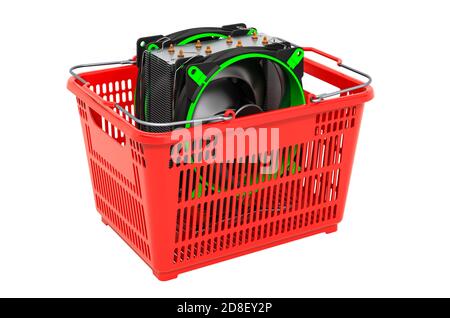 Panier avec ventilateur de processeur, rendu 3D isolé sur fond blanc Banque D'Images