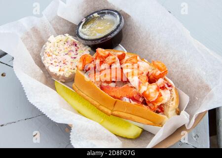 Rouleau de homard, McLoons Lobster Shack, South Thomasston, Maine, États-Unis Banque D'Images