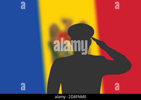 Soudez la silhouette sur fond flou avec drapeau de Moldavie. Modèle pour le jour du souvenir Illustration de Vecteur