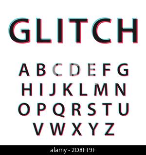 Alphabet de Glitch. Police de médias sociaux moderne Illustration de Vecteur