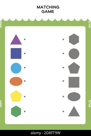 Education formes jeu d'association pour les enfants de préscolaire. Correspondance par formes et ombres. Illustration de Vecteur