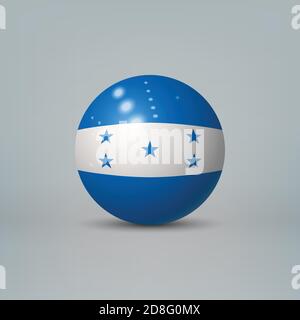 Sphère ou boule en plastique brillant réaliste avec drapeau de Illustration de Vecteur