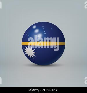 Sphère ou boule en plastique brillant réaliste avec drapeau de Nauru Illustration de Vecteur