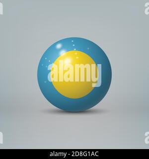 Sphère ou boule en plastique brillant réaliste avec drapeau de Palau Illustration de Vecteur