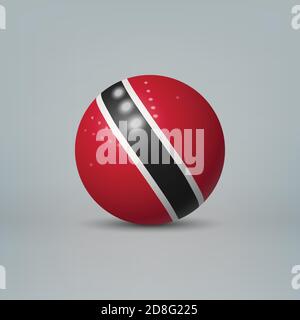 Sphère ou boule en plastique brillant réaliste avec drapeau de Trinidad Et Tobago Illustration de Vecteur