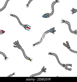 Les mains du robot s'accrossent au motif sans couture. Illustration de motif vectoriel pour la conception de surfaces, l'impression, l'affiche, l'icône, le Web et les dessins graphiques. Illustration de Vecteur