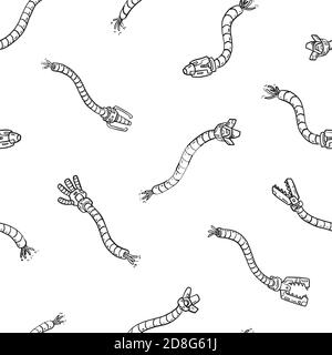 Les mains du robot s'accrossent au motif sans couture. Arrière-plan noir et blanc. Illustration vectorielle pour la conception de surfaces, l'impression, l'affiche, l'icône, le Web, les dessins graphiques. Illustration de Vecteur