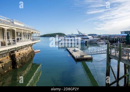 Visitez les bateaux et le restaurant Stehman's Lobster Pound à Bar Harbor ÉTATS-UNIS Banque D'Images