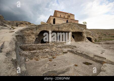 Église du Prince à Uplistsikhe, le long de la rivière Mtkvari en Géorgie, dans le Caucase, en Europe de l'est. Banque D'Images