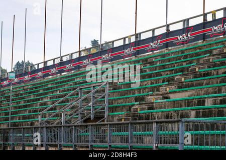 Illustration tribunes vides, gradins, pendant la Formule 1 Emirates Gran Premio dell'emilia Romagna 2020, Emilia Romagna Grand Prix, du 31 octobre au 1er novembre 2020 sur l'Autodromo Internazionale Enzo e Dino Ferrari, à Imola, Italie - photo Antonin Vincent / DPPI crédit: LM/DPPI/Antonin Vincent/Alamy Live News Banque D'Images