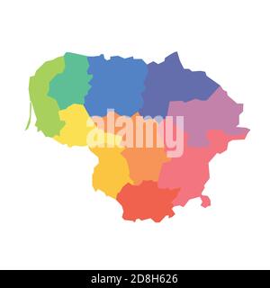 Comtés de Lituanie. Carte des divisions administratives régionales des pays. Illustration vectorielle colorée. Illustration de Vecteur