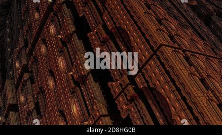 rendu 3d d'un bâtiment métallique de couleur bronze Banque D'Images