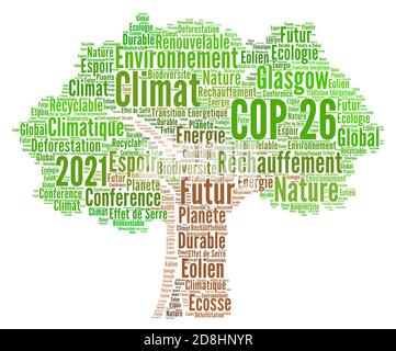 COP 26 à Glasgow, en Écosse, nuage de mots en français Banque D'Images