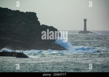 Phare des navires longs, extrémité des terres Banque D'Images