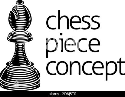 Bishop Chess Piece Vintage Woodcut style concept Illustration de Vecteur